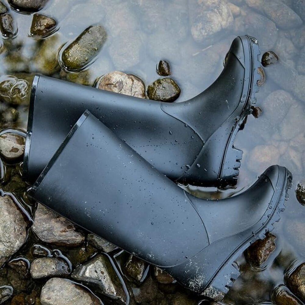 Women’s Knee High Rain Boots – Waterproof Tall Boots – Black (EU 37–42)